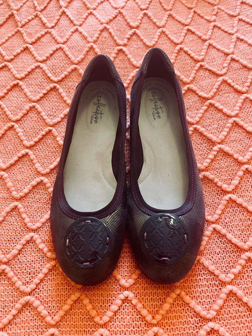 Clark’s Women's Candra Blush Ballet Flats in Burgundy